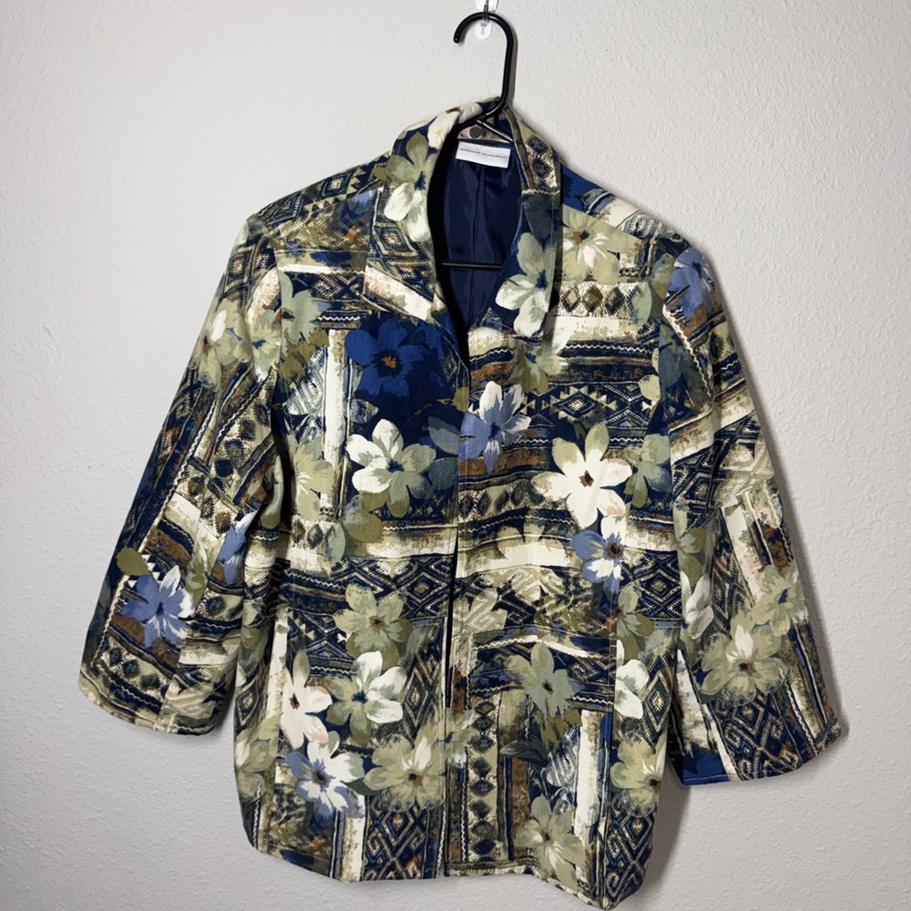 Alfred Dunner Blue and Green Floral Blazer